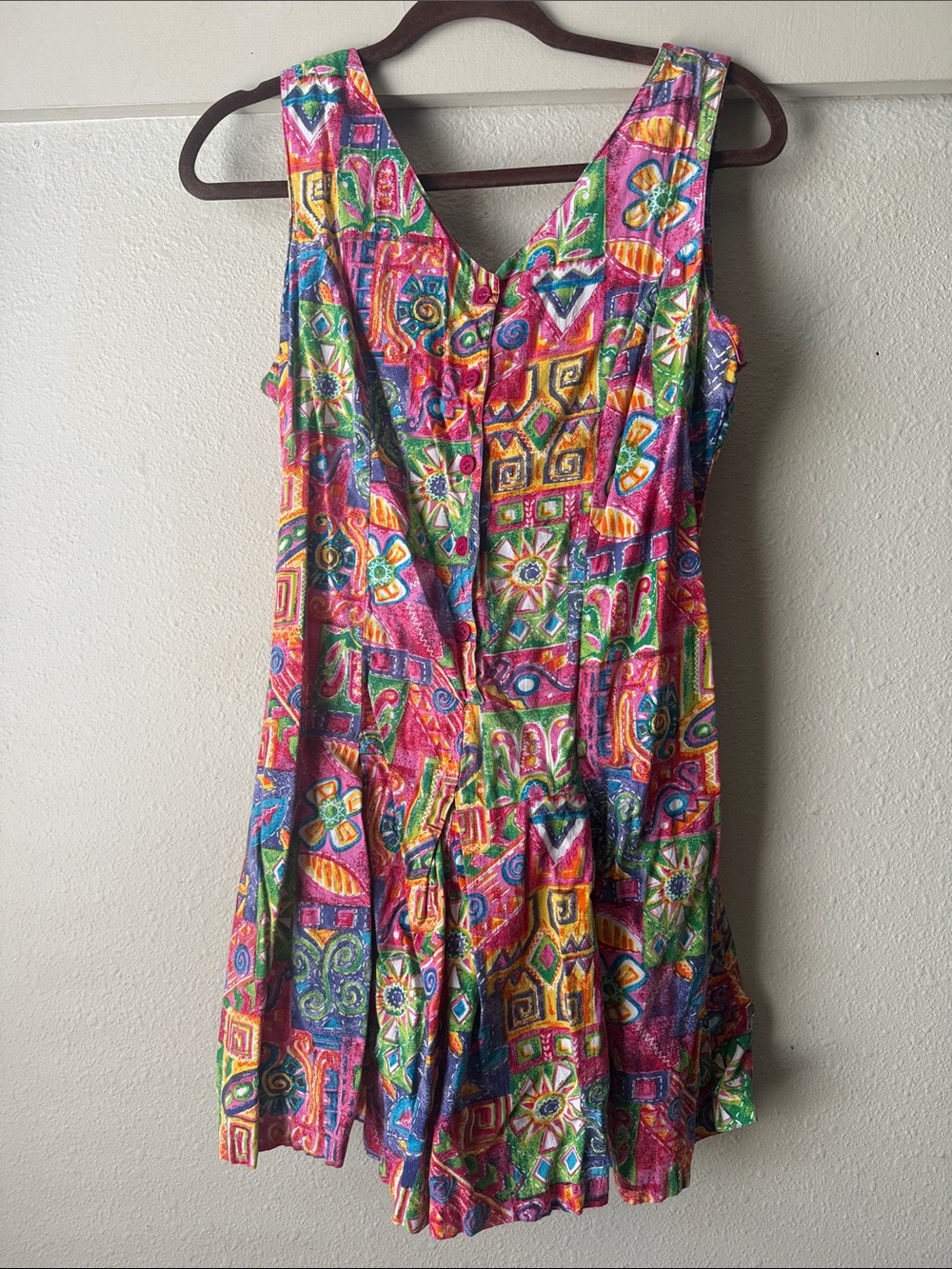 Vintage Trend Basics bright printed pleated shorts romper